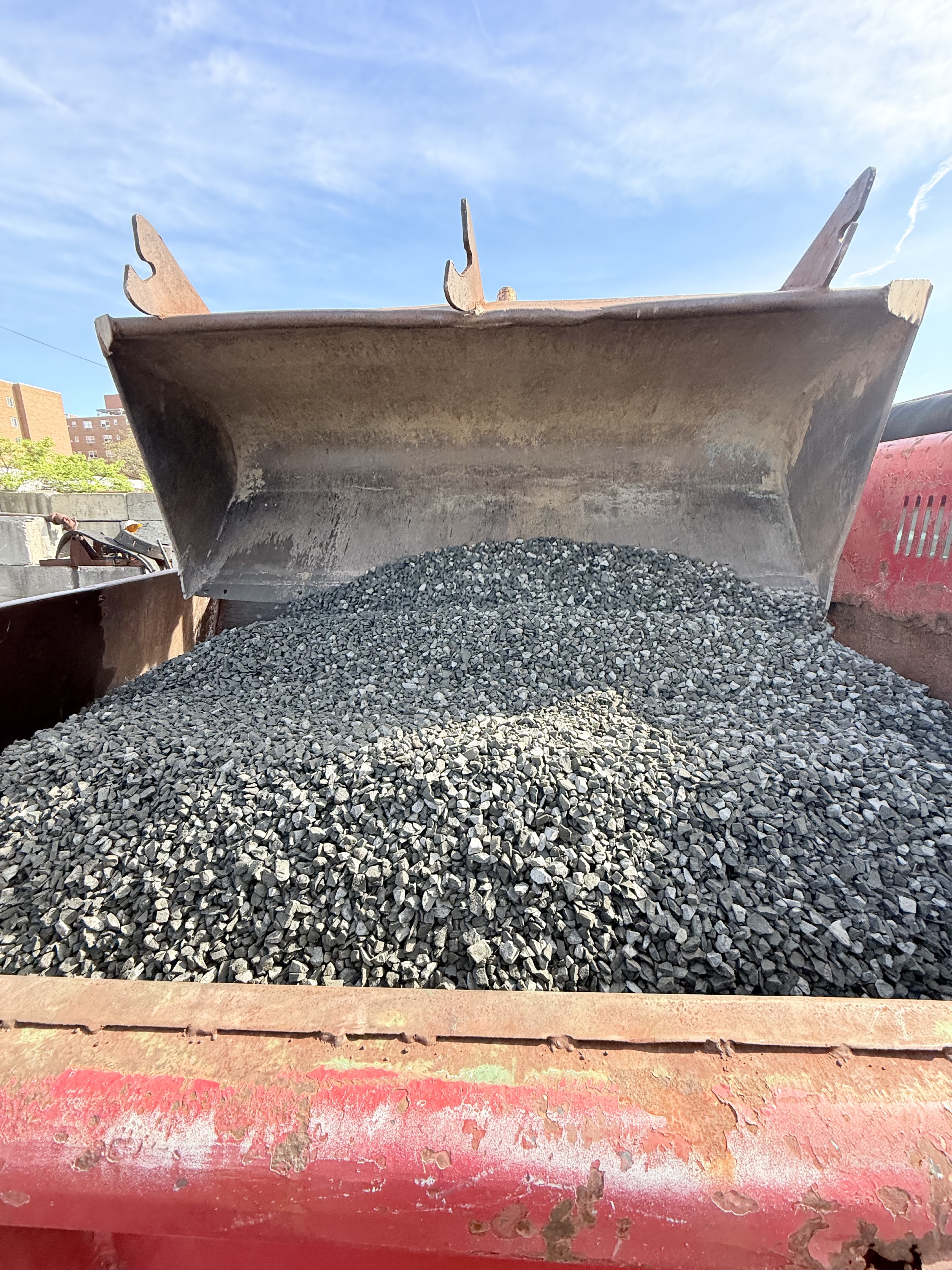 Clean stone in dump truck